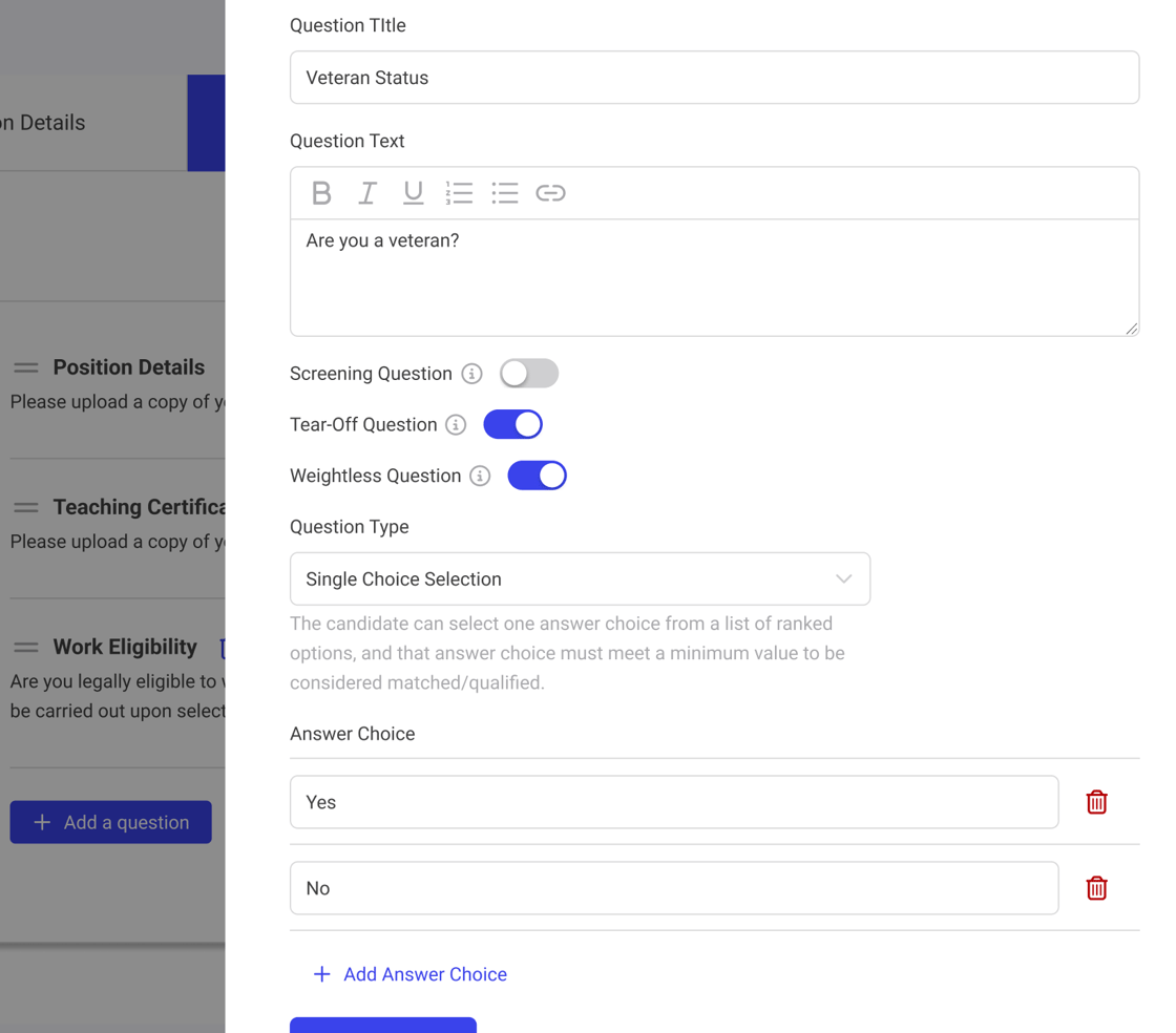 Tear-Off and Weightless Question
