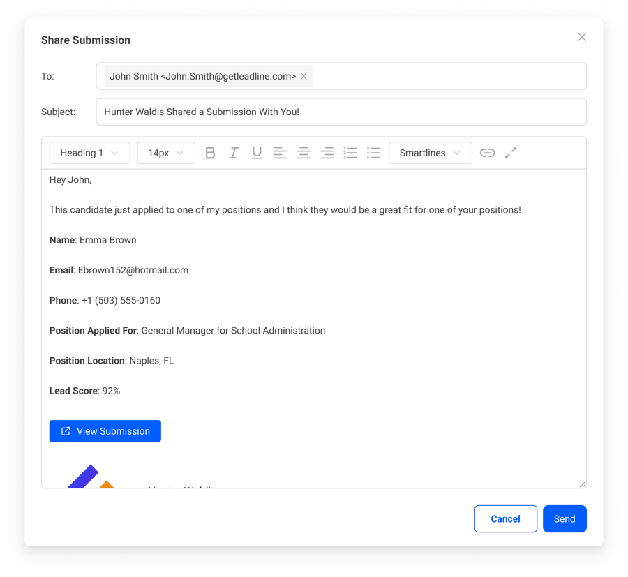 Share Submission EMail